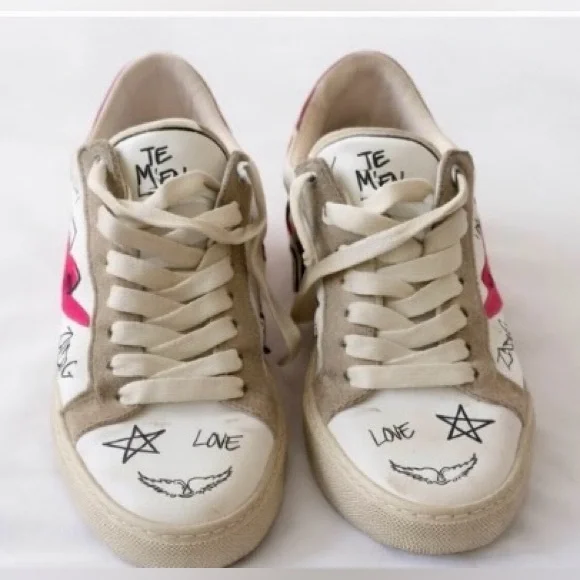 Zadig & Voltaire Sneakers White/Pink Lightning – Size 8 - Picture 2 of 2